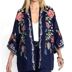 Johnny Was Emika Embroidered Open Front Kimono M